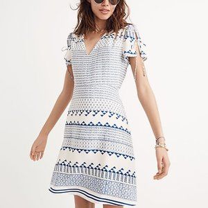 Madewell Poppy Dress Blue & White in Ionian Tile Size 2